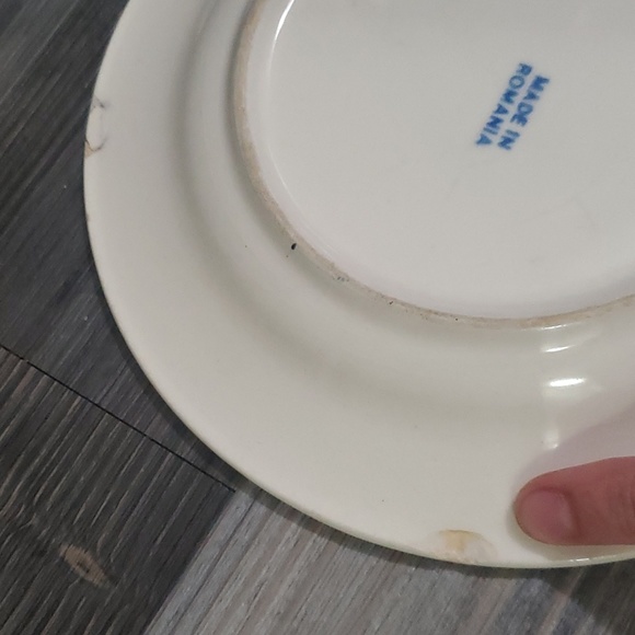 Mid Century modern atomic blue flower Set of 3 Romanian dessert plates vintage - Picture 6 of 7